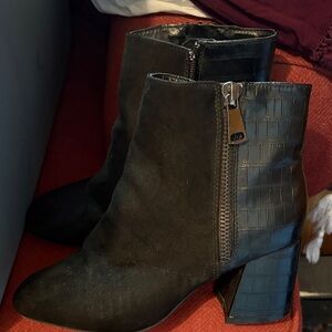 BAMBOO Black Ankle Boots with Textured Detail